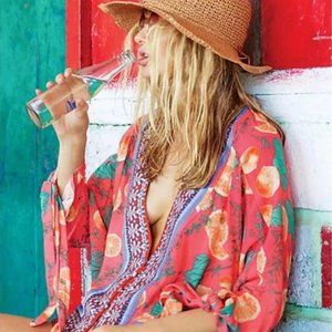 Free People Freshly Squeezed Printed Top in Red